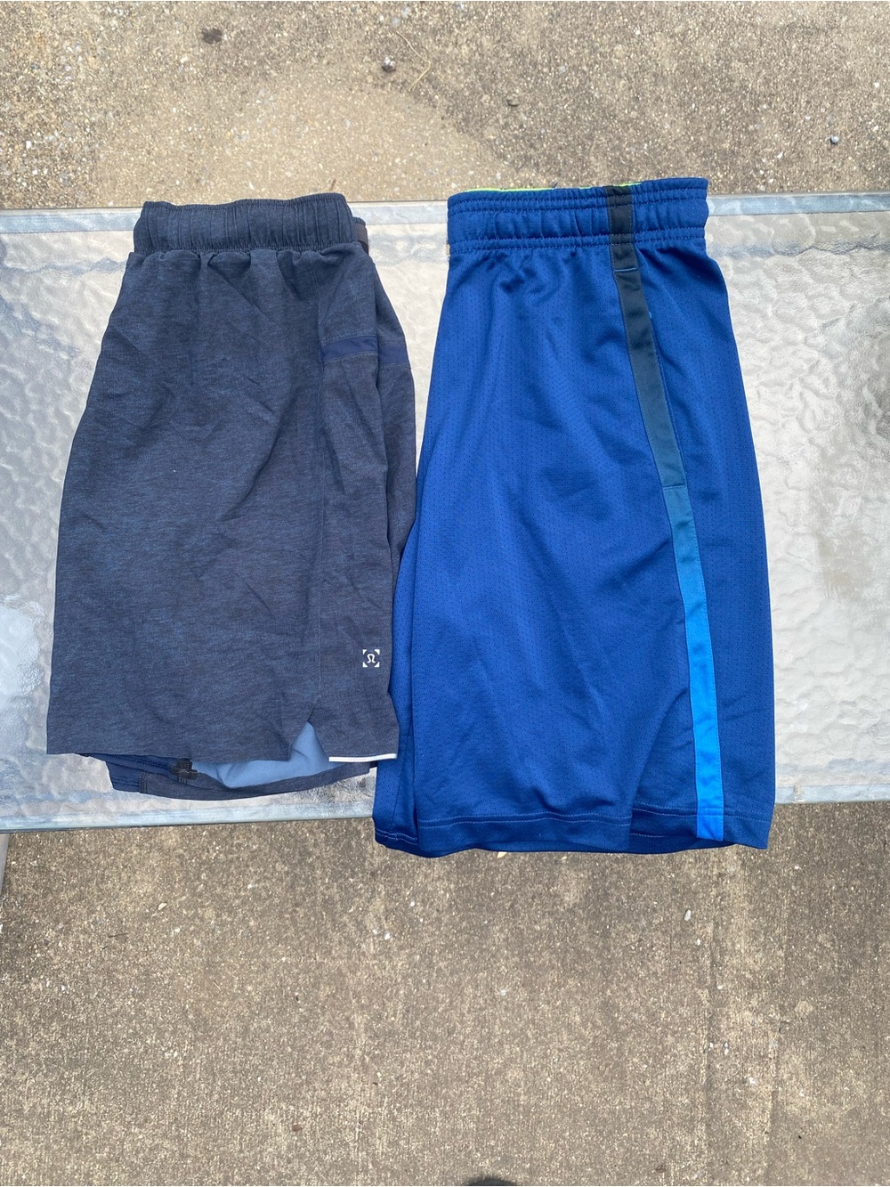 Men’s Blue Athletic Shorts with Side Stripe